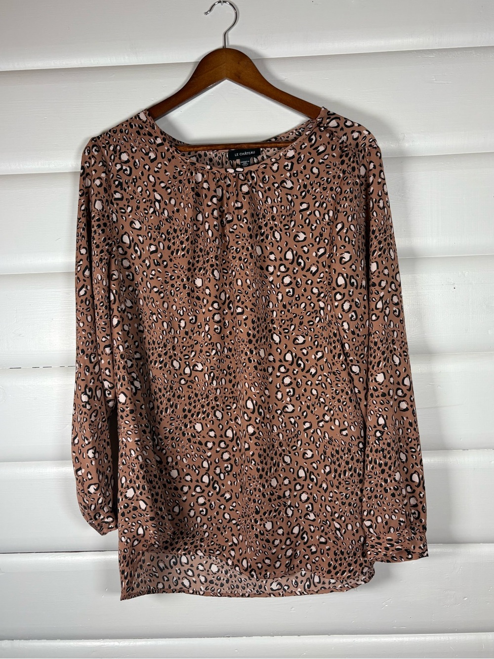 Le Château Leopard Print Long Sleeve Blouse Womens Size XXL